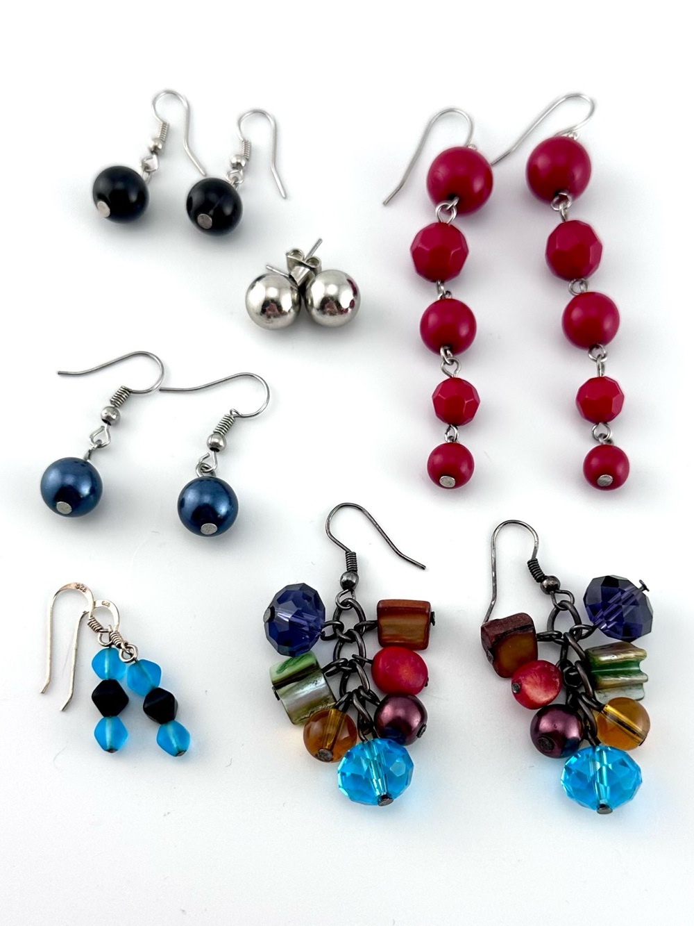 BOHO BEADED EARRING LOT 6 Pairs Dangle Cluster Drop Stud Variety Pack Multicolor